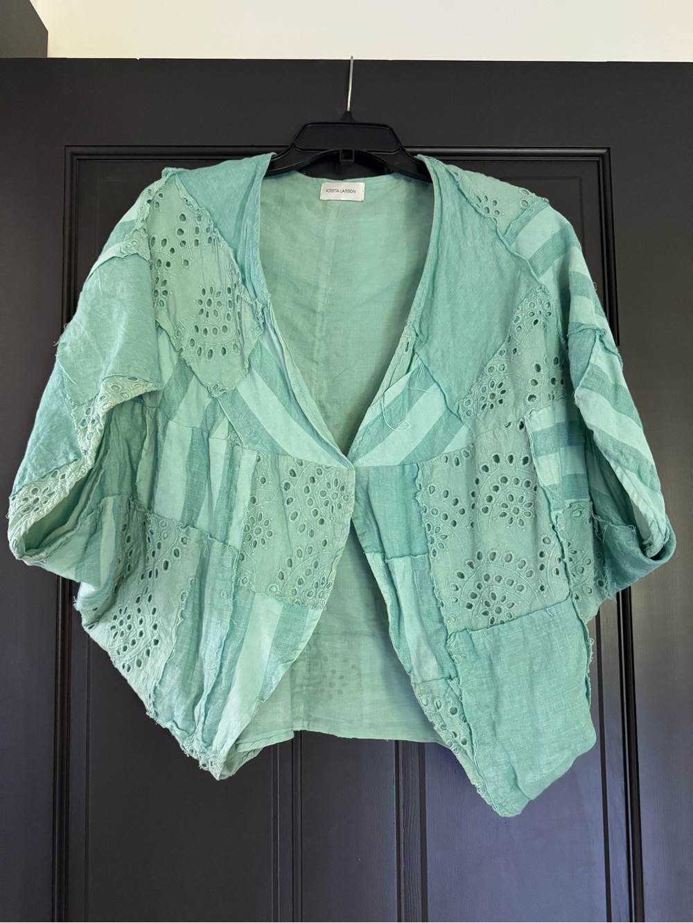 Krista Larson patchwork eyelet bolero jacket